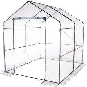 ESTO Serra da Balcone da Giardino, Corpo in Policarbonato e Telo in PVC Trasparente, Adatto per Colture Invernali, Copertura per Piante e Fiori (6 Ripiani)