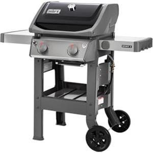 Weber Spirit II E-210 GBS Barbecue a Gas, 2 Bruciatori, Griglia di Cottura 51 x 46 cm, Termometro sul Coperchio, Ripiano Laterale Sinistro Laterali Ripiegabile, 4 Ruote, Nero/Grigio