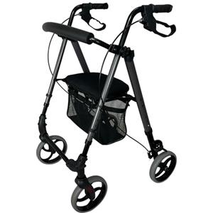 HEALTH Medical Fab Nomad, Deambulatore in alluminio ultraleggero con 4 ruote, cestino e porta bastone incluso, Seduta regolabile in Altezza - Dispositivo Medico Marcato CE