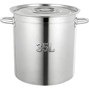 Froulaland Pentola per zuppa con coperchio, 35 litri, in acciaio inox, extra spessa