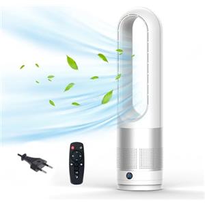 Kouamor Ventilatore a colonna da 56 cm, ventilatore senza pale, silenzioso, torre da ufficio, cronometrio 8 ore, oscillante a 80 gradi, con telescopio, ventilatore a colonna per soggiorno e camera da letto