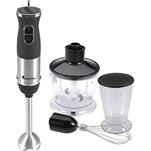 MasterPro Foodies | Frullatore a Immersione di 400 W | Frullatore con Lamette in Acciaio Inox | Frullatore Manuale con 2 Velocità | Utensili Cucina | Comprende Accessori