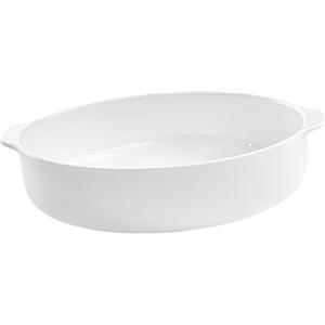 DECHOUS Pirofila da Forno in Ceramica Bianca con Doppio Manico Resistente al Calore e Superficie Antiaderente per Decorazione Tavola e Cottura Temperature Elevate