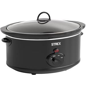 Strex Pentola a cottura lenta 3,5 L - Pentola interna in ceramica rimovibile - Funzione di mantenimento in caldo - Slow Cooker - Nero