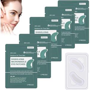 Generisch 5 paia di toppe per occhi Dissolving Microneedle con cuscinetti per gli occhi con acido ialuronico contro occhiaie, collagene (6 paia)