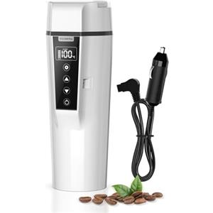 Nardea Bollitore da Viaggio per Auto 24/12v, Bollitore Elettrico Portatile Auto con Temperatura Regolabile, Caldaia ad acqua per Riscaldamento auto per Acqua Tè Caffè latte neonato, 450ml