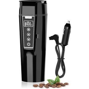 Nardea Bollitore Elettrico Portatile per Auto 24/12v, Bollitore da Viaggio con Accendisigari per Auto e Camion, Bollitore Elettrico per Auto con Temperatura Regolabile, Spegnimento Automatico, 450ml