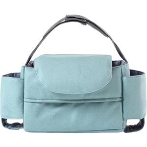 Hiseng Borsa Organizer per Passeggino, PU Universale Portatile Borsa Passeggino Organizer, Tracolla, Grande Capacità, Scomparti Multipli, Borsa Fasciatoio per Carrozzina (Blu,35x15x11cm)