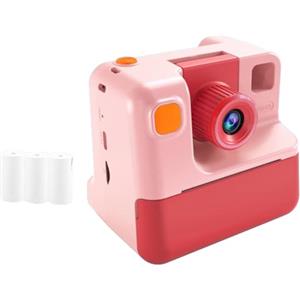 Pluuttiem Fotocamera istantanea per bambini, fotocamera da stampa, fotocamera digitale HD, 1080P, carta fotografica, macchina fotografica giocattolo per bambini, per compleanno, Natale, regalo, facile