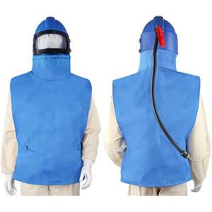 Depisuta Cappuccio per Sabbiatura, Scialle in Tela per Sabbiatrice Maschera Protettiva Cappuccio Antipolvere Casco per Sabbiatrice per Spruzzatura Levigatura Taglio, Verniciatura