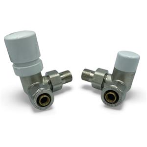 HM Valvole Termostatiche Angolari 3/8 x 16 Universali DX/SX HM in Ottone Nichelato con Adattatori Multistrato 16x1/2 - Kit Termosifone Dietro Porta