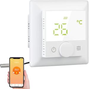 revolt termostato ambiente: termostato per riscaldamento a pavimento Wi-Fi, bianco, quadro intercambiabile, programmabile (ambiente wifi, Alexa per riscaldamento, ghisa)