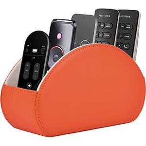 RHCSZ Supporto per telecomando, porta TV con 5 scomparti, organizer per comodino, per controller, occhiali, pennelli da trucco, gioielli e lettore multimediale, penna e matita (arancione)