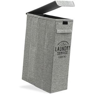DuneDesign 20 cm Stretto: Cesta Portabiancheria con Coperchio - 20x40x60 Contenitore Alto e Stretto - 50L Cestino Portabiancheria Salvaspazio - Cesta Panni Sporchi - Porta Biancheria Sporca per Bagno