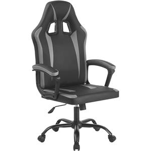 IlGruppone Sedia Gaming Adulto Professionale Similpelle Reclinabile con Braccioli Ufficio Regolabile in Altezza Pistone Gas Gamer Portata 150 kg - Grigio