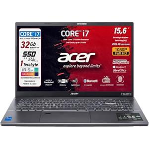 acer Notebook, Intel Core i7 12650H, 10Core fino a 4.7Ghz, RAM 32 Gb, SSD PCIe NVMe 1TB, 15.6 FullHD, Tastiera Retroilluminata, Fingerprint, Wi-Fi 6, LAN, HDMI, Win 11 - Pronto all'Uso