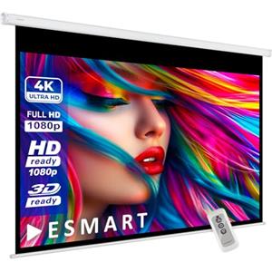 ESMART Economy EXM schermo motorizzato, largh. totale 277 cm, telo: bianco | Area di proiezione 240 × 135 cm, formato 16:9, telo bianco per home cinema e presentazioni, telecomando incluso