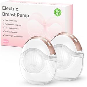 Haokoo Tiralatte Elettrico Indossabile, Tiralatte Portatile a Mani Libere, Silenzioso e Discreto, 3 Modalità 12 Livelli, Anti Perdite, 4 Misure Flangia, 2 Pezzo
