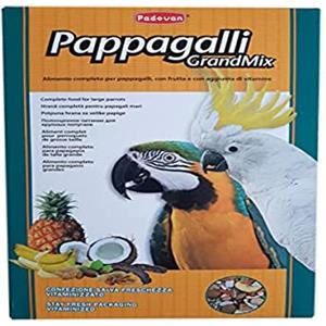 Padovan Grandmix Pappagalli 600 gr - Mangime Completo con Semi, Cereali e Frutta per Pappagalli di Grossa Taglia