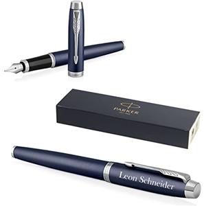 PARKER IM Core Penna stilografica, con incisione - Di qualità superiore - Inchiostro blu - Regalo personalizzato - Idea regalo per anniversario - Blu opaco C.C