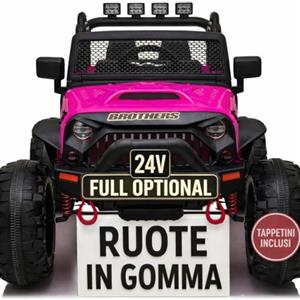 TOYSCAR Auto Macchina Elettrica per Bambini 2 Posti 24V Fuoristrada Big Adventure Telecomandata Sedile in Pelle Porte Apribili Doppio Motore Elettrico Carico 35 kg Ruote in Gomma E TAPPETINI