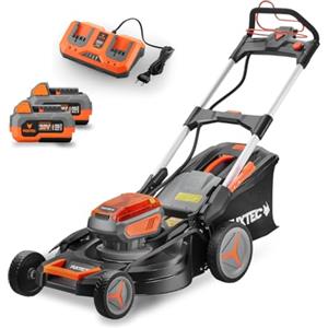 FUXTEC Tosaerba Batteria FX-E2RM51SET - Potente 40V Larghezza Taglio 51cm | Incluso due batterie 4Ah - Doppio caricabatterie rapido - Cesto raccolta 50L - Funzione mulching - Scarico laterale