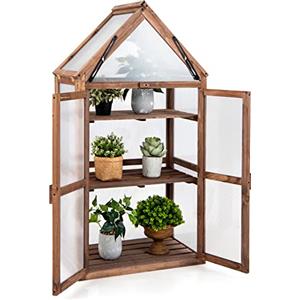 RELAX4LIFE Mini Serra da Giardino in Legno di Abete, Serra da Balcone Invernale, Serra Piccola per Interno ed Esterno, Mantenere la Temperatura, Resistente al Freddo (133 x 71 x 41 cm)