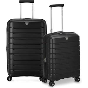 RONCATO B-FLYING Set 2 trolley Medio e Cabina Espandibili 4 Ruote, Rigidi con Chiusura TSA - NERO