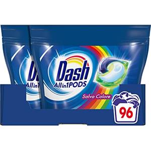 Dash Pods Detersivo Lavatrice In Capsule, 96 Lavaggi (2X48), Salva Colore, Maxi Formato, Mantiene Vivaci i Colori Dei Tuoi Capi, Efficace Anche a Bassa Temperatura