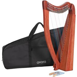 Avora Arpa Celtica Mahogany 19 Corde, 19 corde in nylon, In mogano | Accordatura: Mi bemolle maggiore (diatonica), Estensione tonale: 2, 5 ottave (fa - do³), Distanza tra le corde: 14 mm, 5 cm