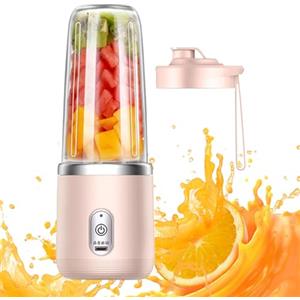 Generico Mini Frullatore Elettrico Portatile, Mixer smoothies Maker Spremiagrumi Portatile 400ml, Con 6 Lame Inox, Tazza Dimensione Personale/Ricaricabile Tipo-C, Per smoothies, Frullati Di Frutta E Verdura