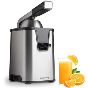 Innoliving Spremiagrumi Elettrico Potente con Leva INN-884/INN-885, Silenzioso, Facile da Usare e Pulire, Ideale per Succo di Agrumi, Design Compatto e Moderno (ACCIAO INOSSIDABILE CON LEVA)