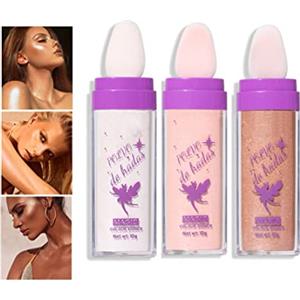 HADAVAKA Polvo De Hadas Maquillaje, Glitter Highlighter Powder Makeup Brightening Face, Body Hair Makeup Stick Fairy Highlight Patting Powder, Body Shimmer Patting Powder Glitter (3 pcs)