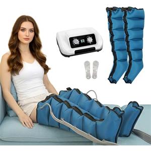 FahQuintuple Pressoterapia per Casa Gambe e Addome e Braccia - 6 Camere Massaggiatore Compressione d'Aria - Linfodrenaggio Professionale Anticellulite, Rilassamento Muscolare (Blue, 2legs)
