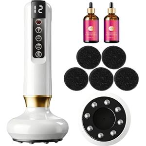 Generico Massaggiatore Anticellulite Vacuum, Dispositivo Elettrico Cupping con 12 Livelli di Aspirazione e Funzione Riscaldante, Massaggiatore Portatile Anti Cellulite USB-C per Casa e Viaggi (White)