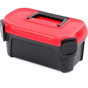 Kistenberg Cassetta degli attrezzi SMART, con portautensili integrati, in plastica ABS, 328 x 178 x 160 mm, colore: nero-rosso