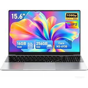 FUNYET 2026 Nuovo Computer Portatile, Laptop PC da 15,6 pollici, Core M3-6Y30, 16 GB RAM 256 GB SSD, IPS FHD 1920 x 1080 Notebook Laptop, apertura a 180°, 5000 mAh, USB3.0,supporta schede TF,Type-C
