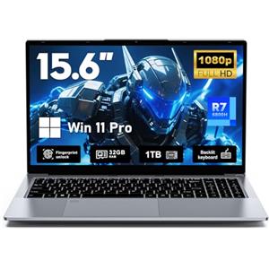 FUNYET Computer Portatile, 2026 Nuovo PC Portatile da 15,6 pollici, 32 GB di RAM, SSD da 1 TB,Laptop R7-6800H, Gaming Laptop IPS FHD 1920*1080 Notebook, 5000 mAh,Backlit keyboard, Fingerprint scanner