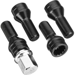 Ymnilian Bulloni Antifurto Per Ruote 4 pezzi M14x1,25 M12x1,5 Bulloni di bloccaggio ruota Bullone ruota in acciaio nero Dado chiave 36136776076 Adatto for BMW MINI R50 Serie 2/4/5/6/7 X1 X3(M12x1.5)