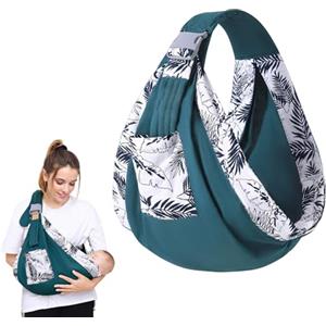 Admygo Fascia Porta Bebe Neonato Facile da Indossare, Marsupio Neonato 0-36 Mesi, Fascia Neonato Senza Nodi, Portatile Fascia Neonato Multifunzionale e portatile, fino a 20kg (Verde Scuro)