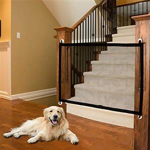 Surakey Cancello Magico per Cani Cancello di Protezione per Cani e Bambini Cancello di Sicurezza Portatile Pieghevole Barriera di Sicurezza Estensibile per Scale e Porta(110cm*72cm)
