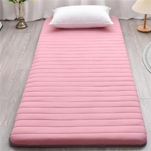 XDone Materasso a pavimento, singolo, ispessito, 5 cm, morbido, tatami giapponese, portatile, arrotolabile, letto pieghevole, per casa e campeggio (rosa, 80 x 190 cm)