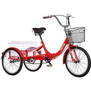 PAGOIAAR Tricicli da carico per adulti Beach Cruiser Bikes Shopping Triciclo Adulto Ruota da 16 pollici 1 Velocità 3 Ruote Bici per Adulti Trike Trike Grande Dimensioni Cargo Basket Manubrio Regolabile