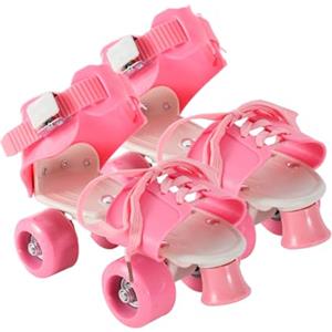 Generico Pattini A Rotelle Quad - Scarpe Da Skate Rosa A Doppia, Design Senza Bisogno Di Rimuovere Le Scarpe, Attività Ricreative All'aperto A 4 Ruote, Attrezzatura Per Pattinaggio Per Bambini, Pattini Qu