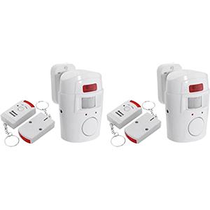 ISTOVO 2X Allarme Sensore di Movimento Un Infrarossi - Antifurto con 4 Telecomandi, Adatto per Casa/Garage/Negozi