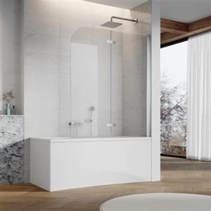 SUNXURY Parete doccia per vasca da bagno, 120 x 140 cm, 2 pezzi, divisorio per doccia in vetro di sicurezza NANO ESG da 6 mm