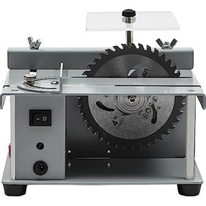 banborba Mini sega circolare da banco con lame e regolazione a 7 velocità, 96W Sega da banco elettrica portatile per la lavorazione del legno con profondità di taglio 0-35mm per taglio, fai da te