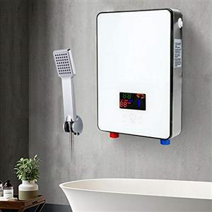Caskunbsy Scaldabagno elettrico da 6500 W, scaldabagno istantaneo elettrico, senza serbatoio warmwasserspeicher, adatto per doccia, bagno cucina e roulotte