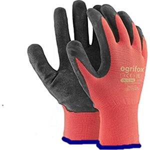 Ogrifox 24 paia di guanti da lavoro, rivestiti in lattice durevole, con salda presa di sicurezza, adatti per giardinaggio, M - 8, Black / Red, 60