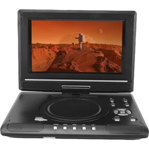 Denash Lettore DVD Portatile da 9,8 Pollici con Doppi Altoparlanti Integrati, Film su Disco 3D, per la Casa, il Lettore DVD per Auto Supporta USB, Telecomando con Schermo Girevole (Spina europea)